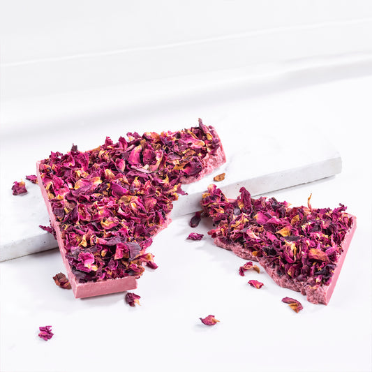 White Chocolate with Rose Petals and Pistachio