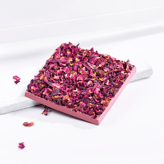 White Chocolate with Rose Petals and Pistachio